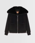Cashmere woollen fabric jacket with fox fur collar