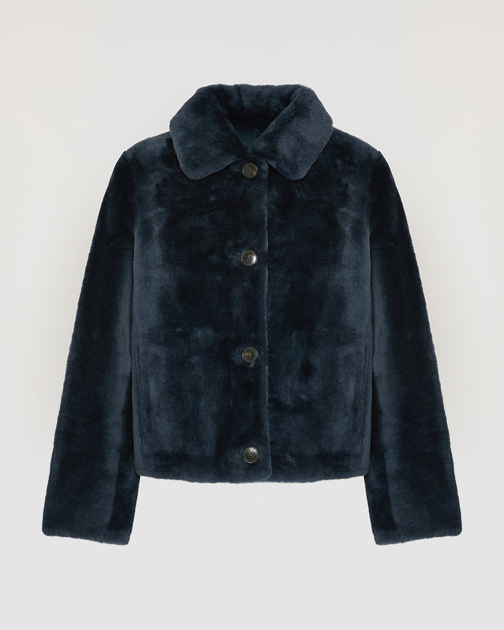 Short reversible jacket in merino lambskin - Yves Salomon