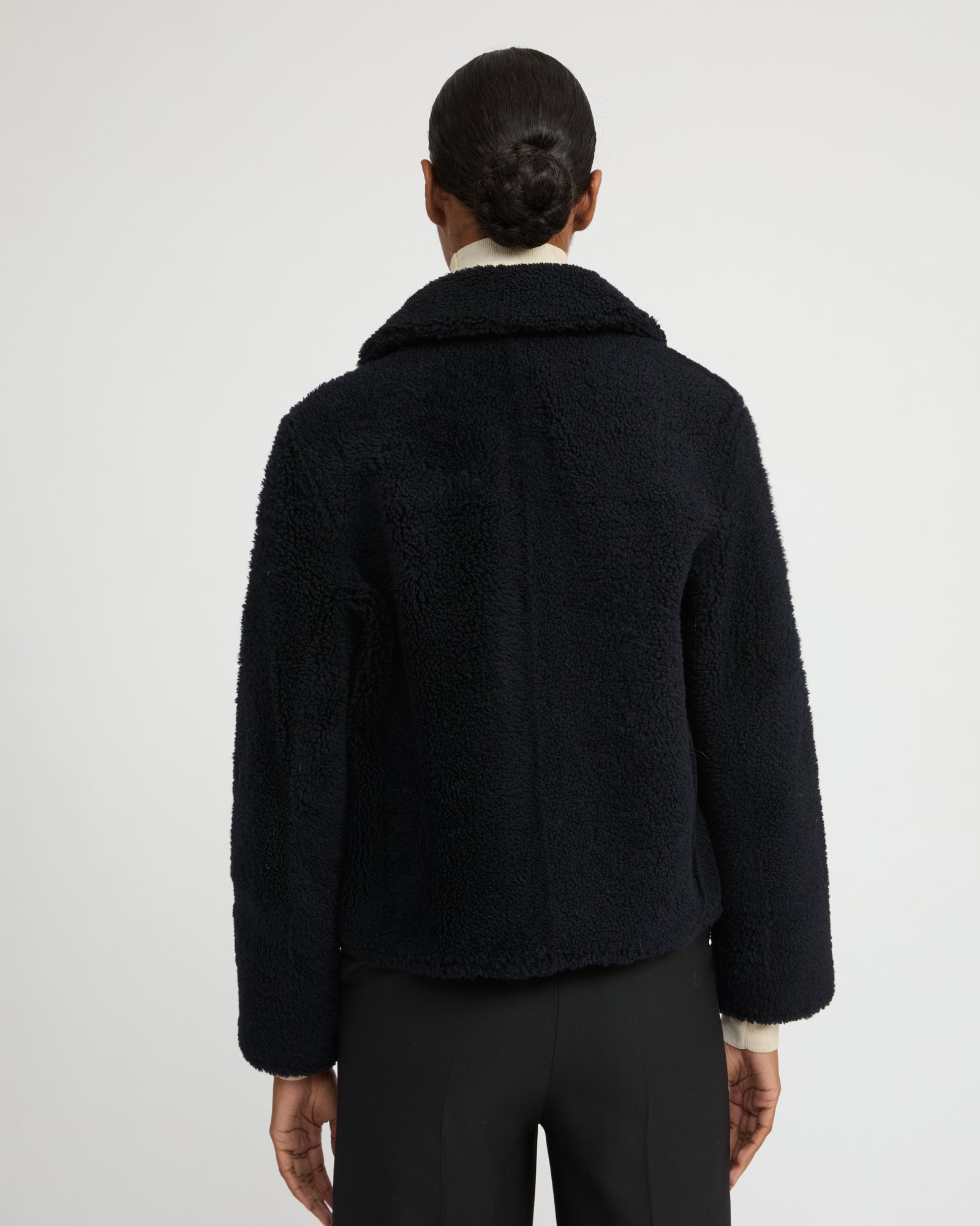 Short butonned jacket in Merino lambskin - Yves Salomon