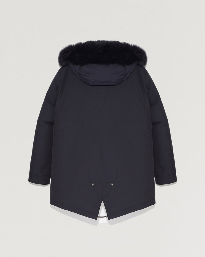 Short Hooded Parka with fox fur-Yves salomon-Winter sale & boxing day