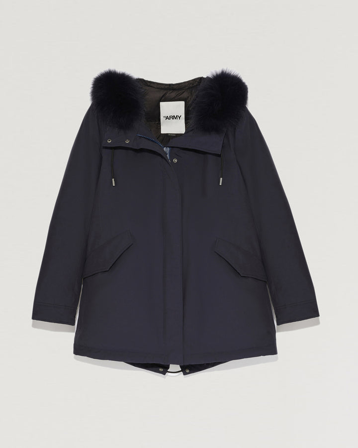 Short Hooded Parka with fox fur-Yves salomon-Winter sale & boxing day