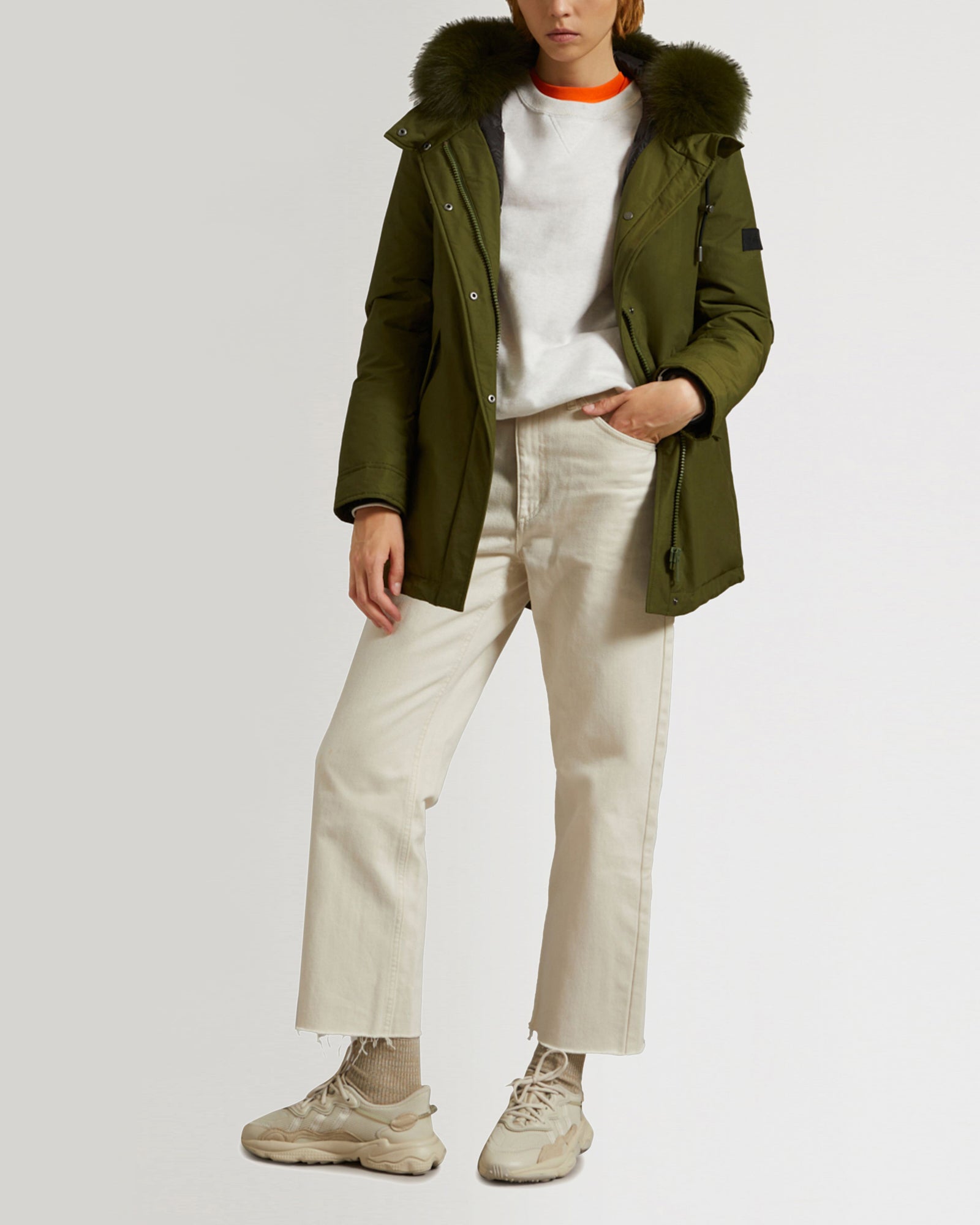 Short Hooded Parka with fox fur - Yves Salomon – Yves Salomon US