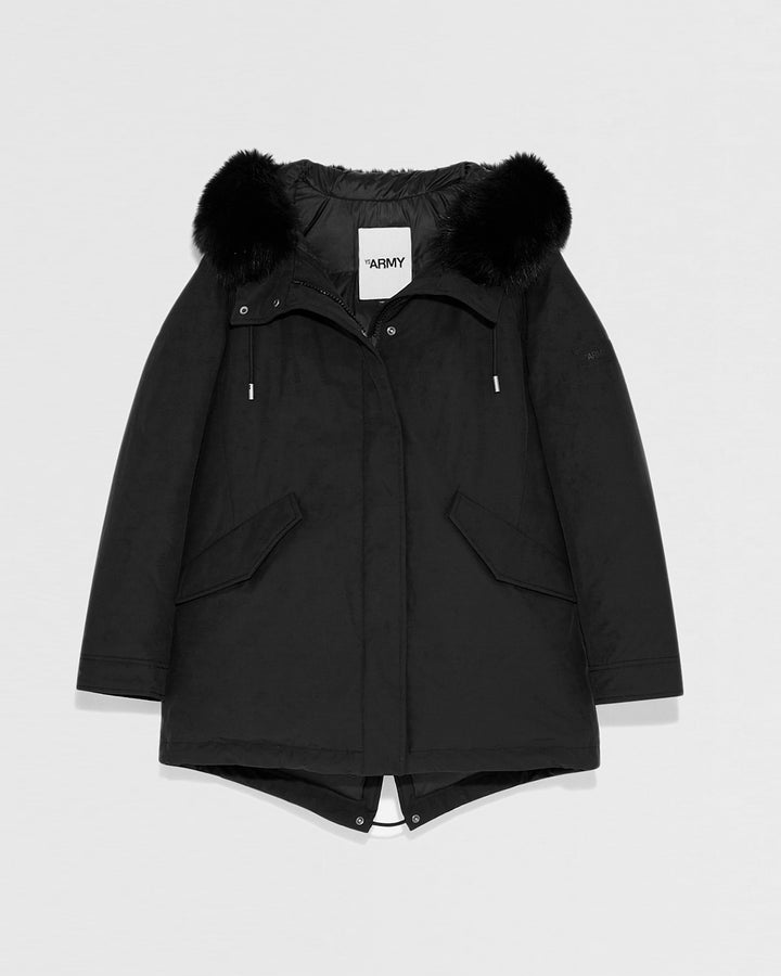 Short Hooded Parka with fox fur-Yves salomon-Winter sale & boxing day