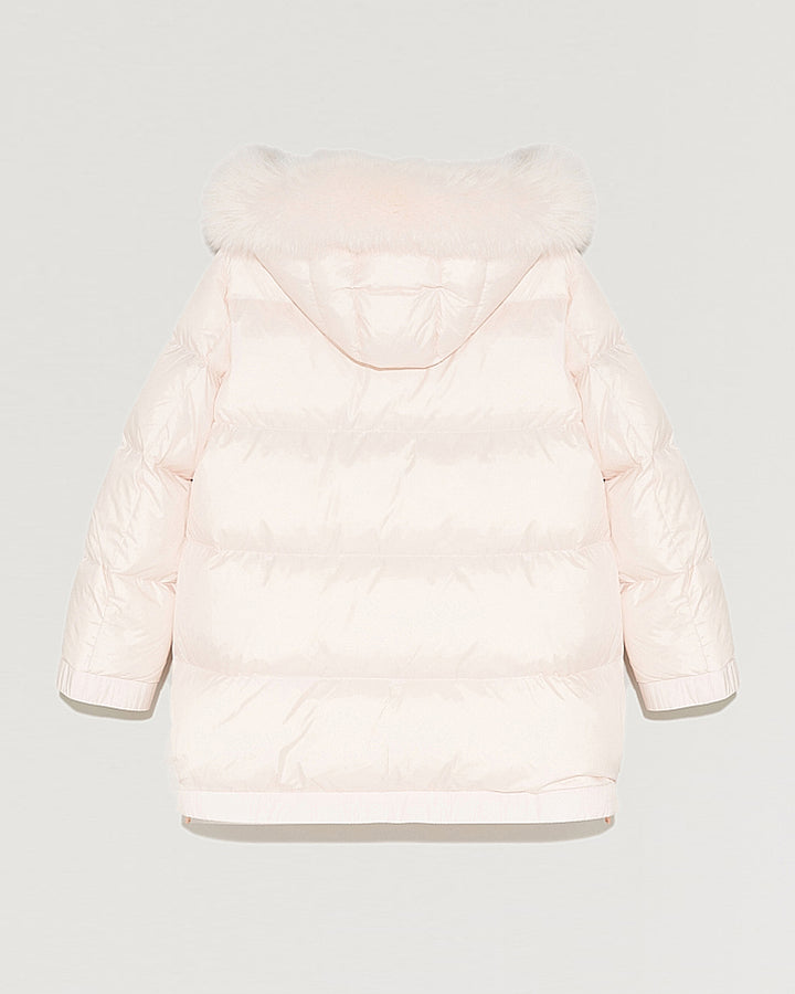 "A" line hooded down jacket with fox fur collar-Yves Salomon-Winter sale & boxing day