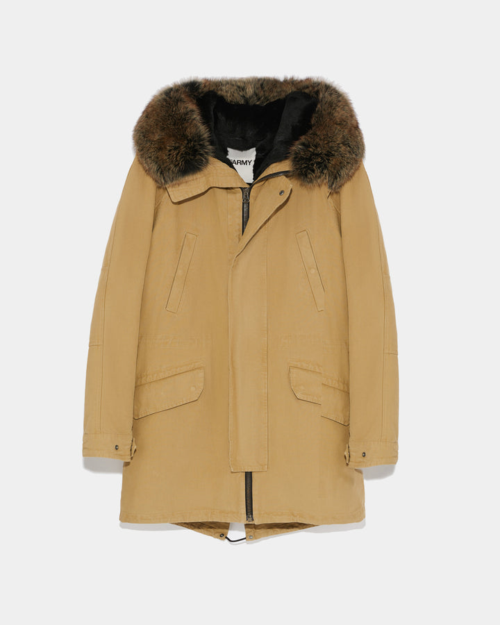 Hooded cotton parka with fox fur-Yves salomon-Winter sale & boxing day