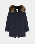 Hooded cotton parka with fox fur