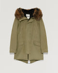 Hooded cotton parka with fox fur