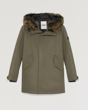 Hooded parka with fox fur