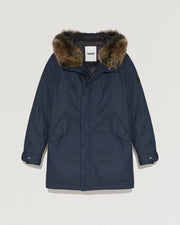 Hooded parka with fox fur