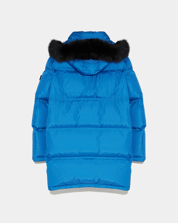 Long Hooded down jacket with fox fur
