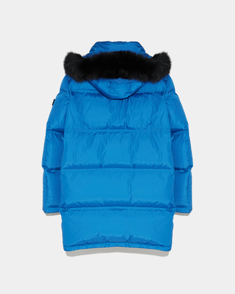 Long Hooded down jacket with fox fur