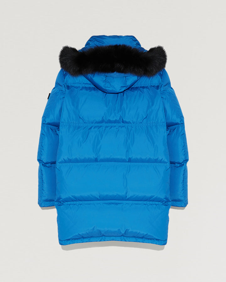 Long Hooded down jacket with fox fur-Yves Salomon-Winter sale & boxing day