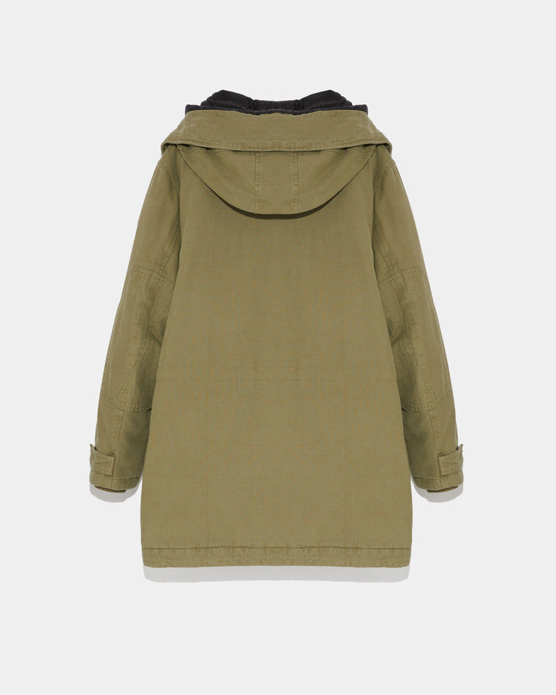 Long hooded cotton coat