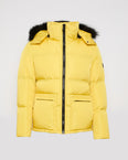 Gabardine down jacket with hood and fox fur