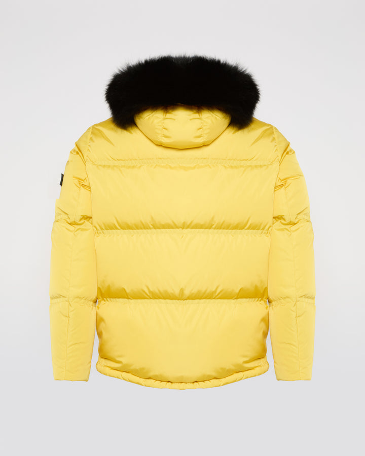 Balck Friday 2025 - Yves Salomon - Gabardine down jacket with hood and fox fur