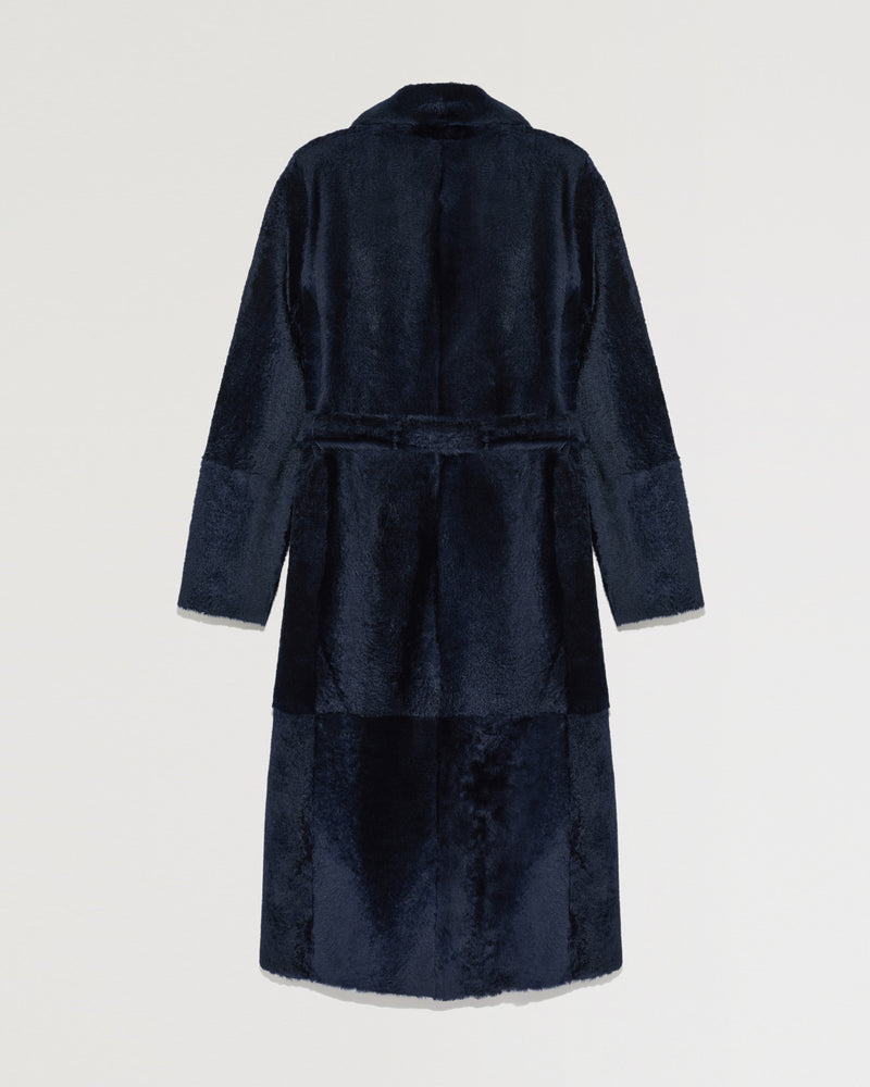 Long reversible coat in nappa lacon lambskin