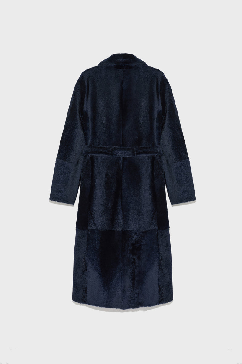 Long reversible coat in nappa lacon lambskin