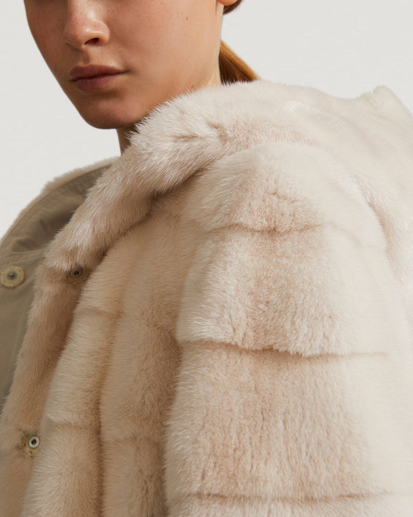 Mink fur short reversible parka with stripes -Yves Salomon