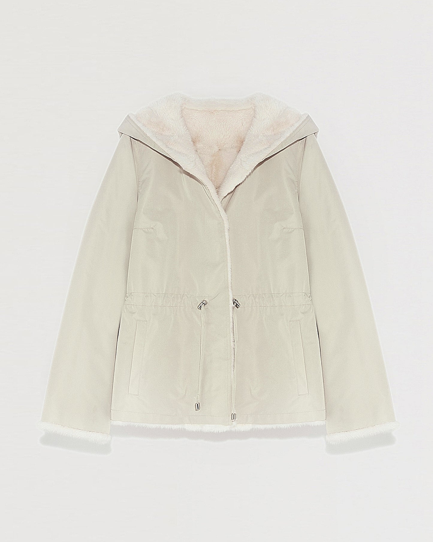 Mink fur short reversible parka with stripes -Yves Salomon