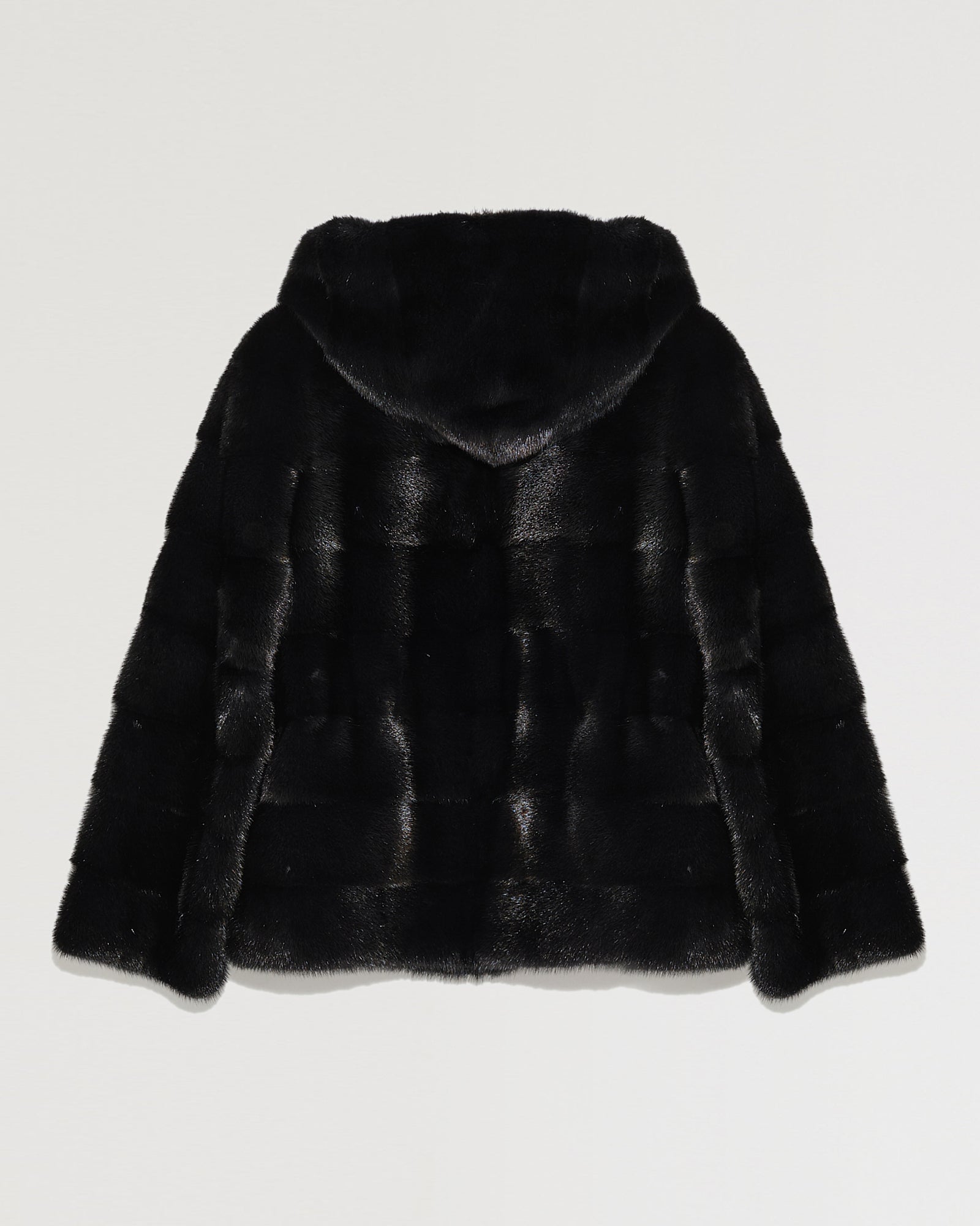 Mink short reversible parka with stripes - black - Yves