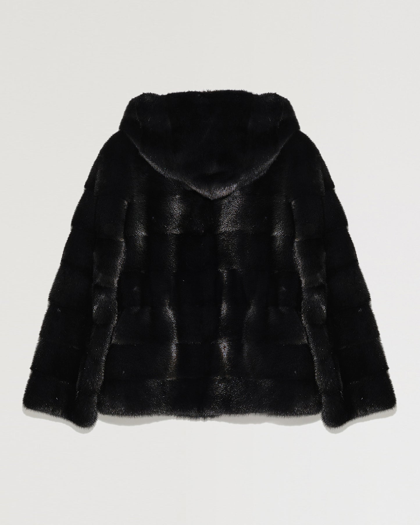 Mink short reversible parka with stripes