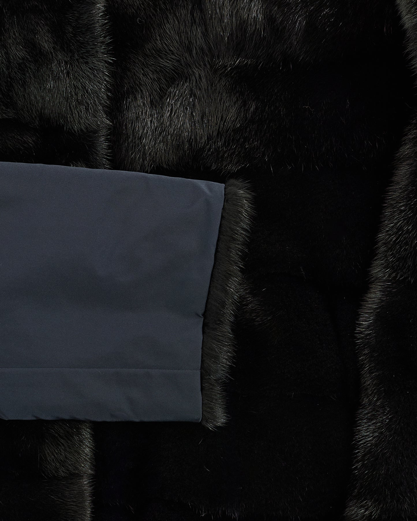 Mink short reversible parka with stripes