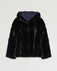 Mink short reversible parka with stripes