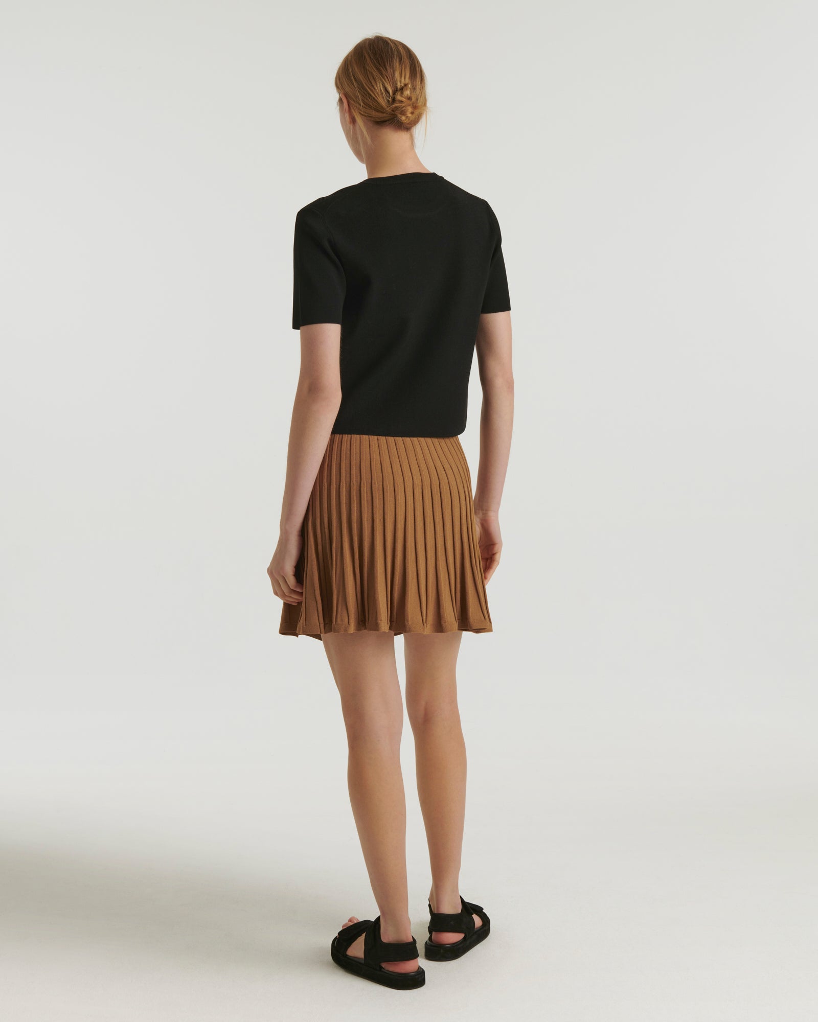 Short pleated Knit skirt - brown - Yves Salomon – Yves