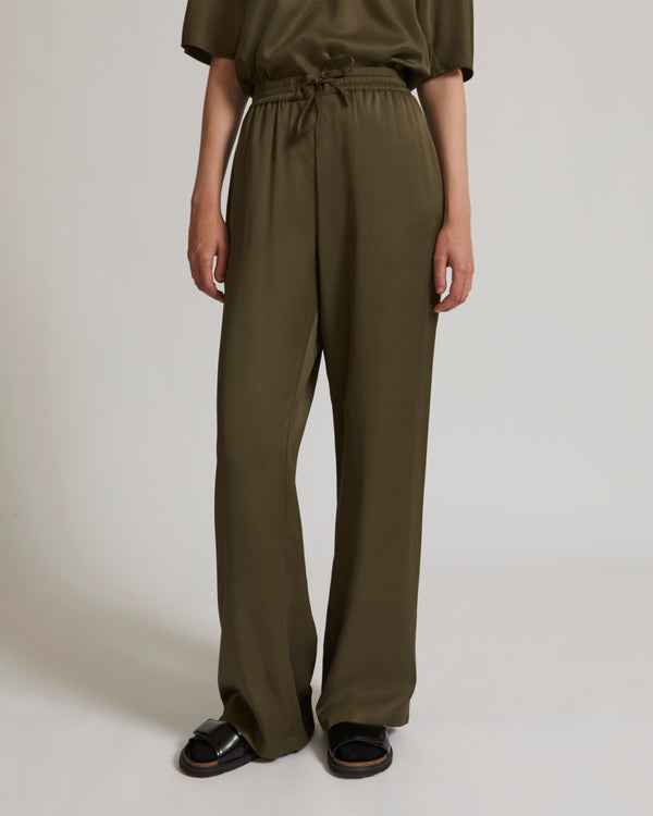 Straight trousers in silk satin blend