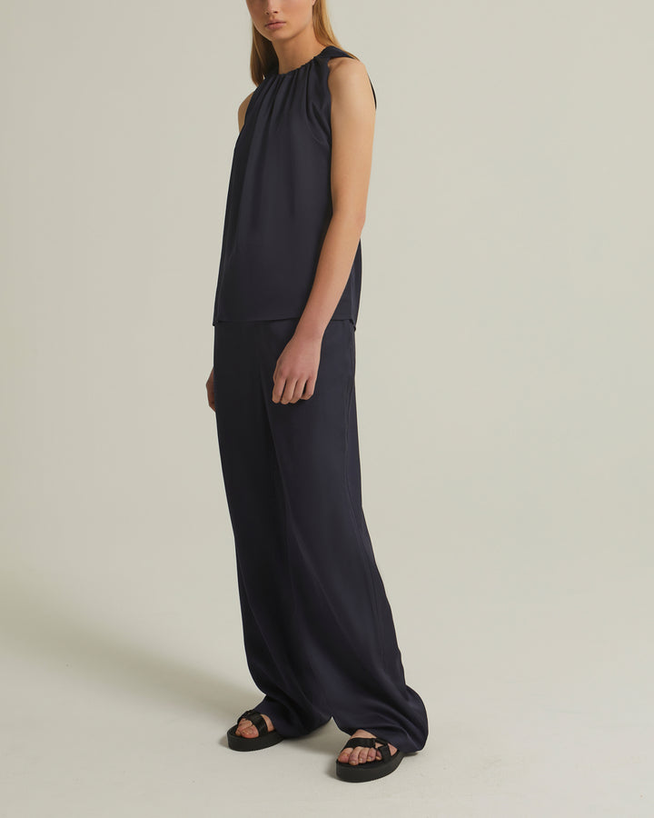 Straight trousers in silk satin blend