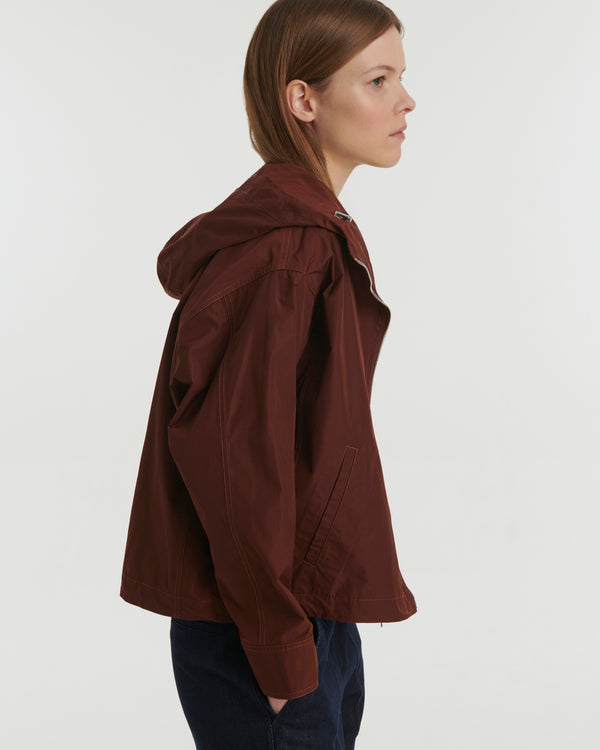 Technical fabric parka jacket< - burgundy - Yves Salomon