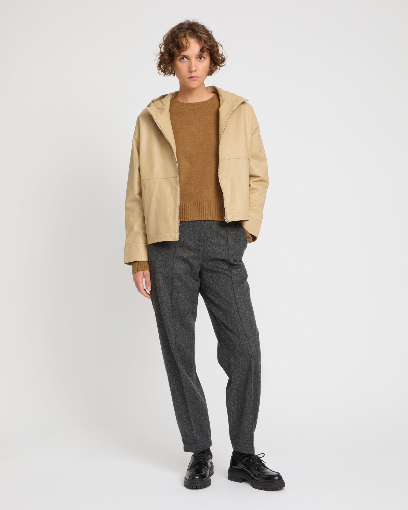 Hoodie jacket in lamb leather -Yves Salomon