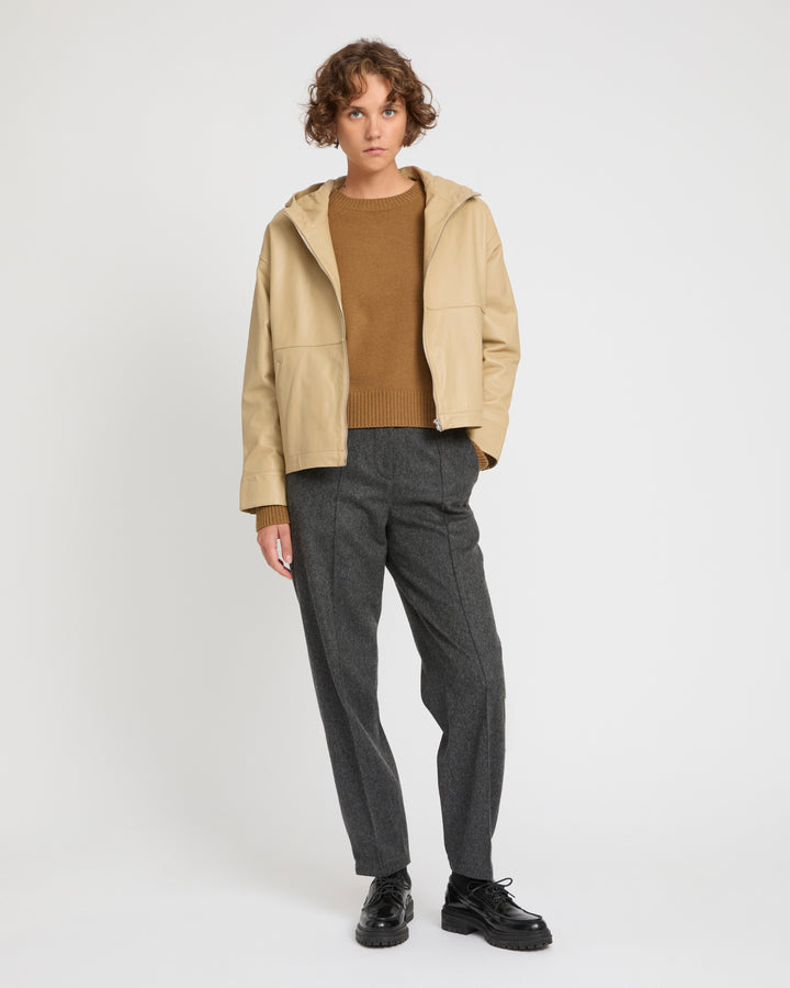 Hoodie jacket in lamb leather -Yves Salomon