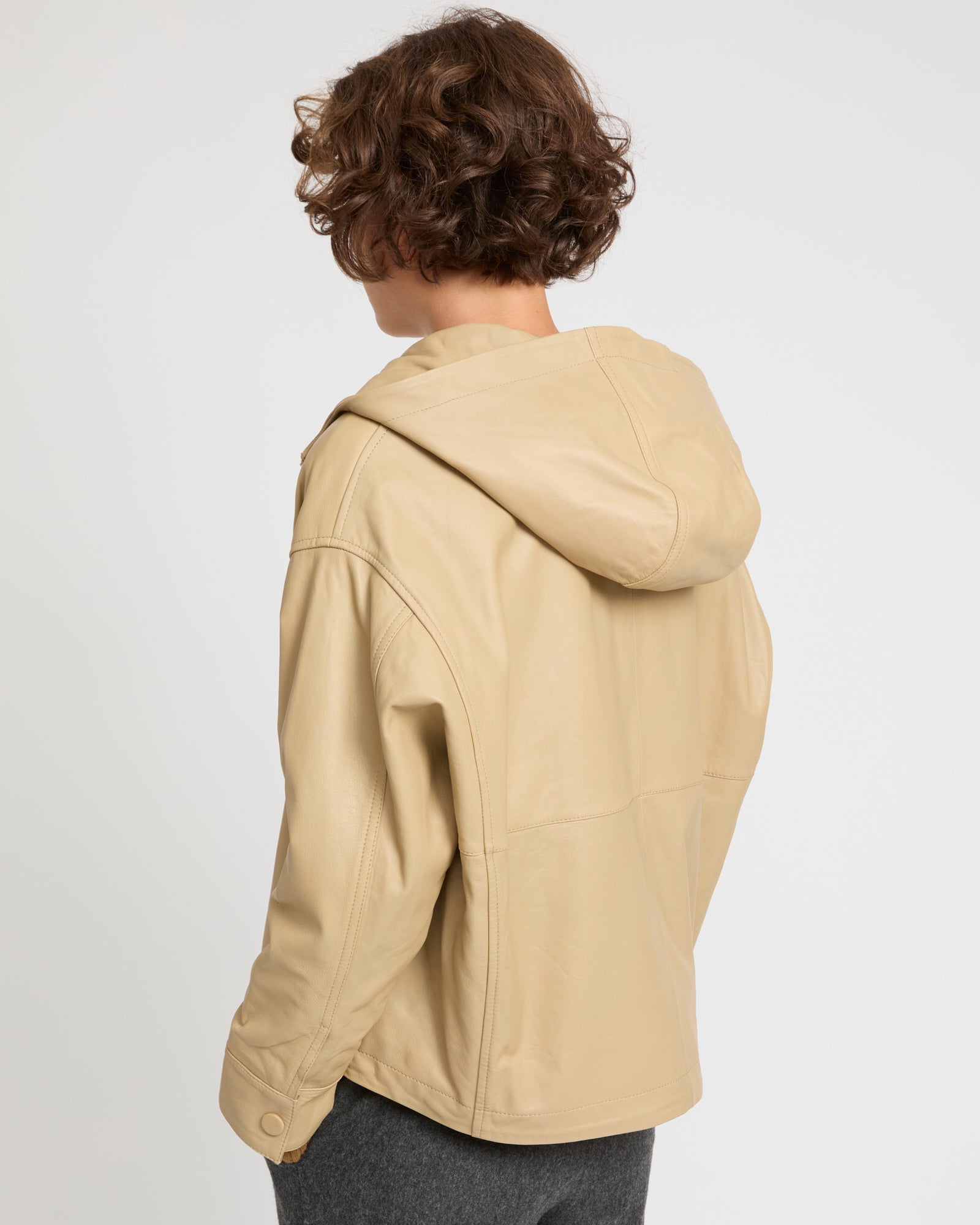 Hoodie jacket in lamb leather -Yves Salomon