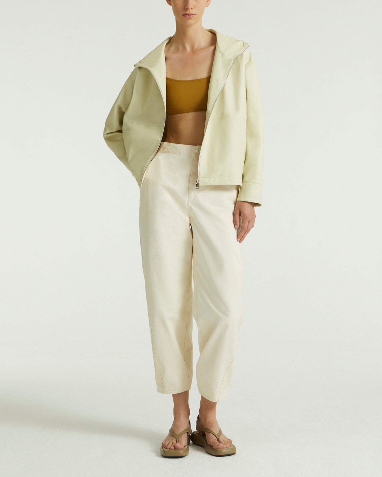 Hoodie jacket in lamb leather