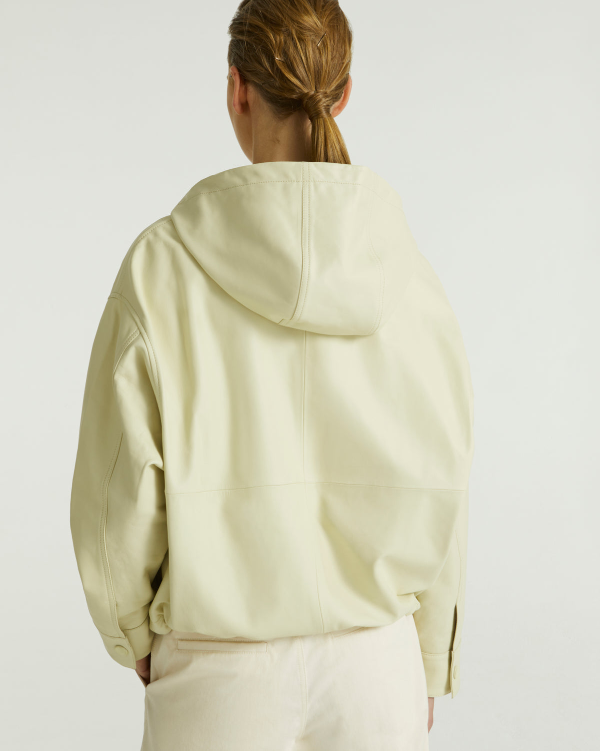 Hoodie jacket in lamb leather