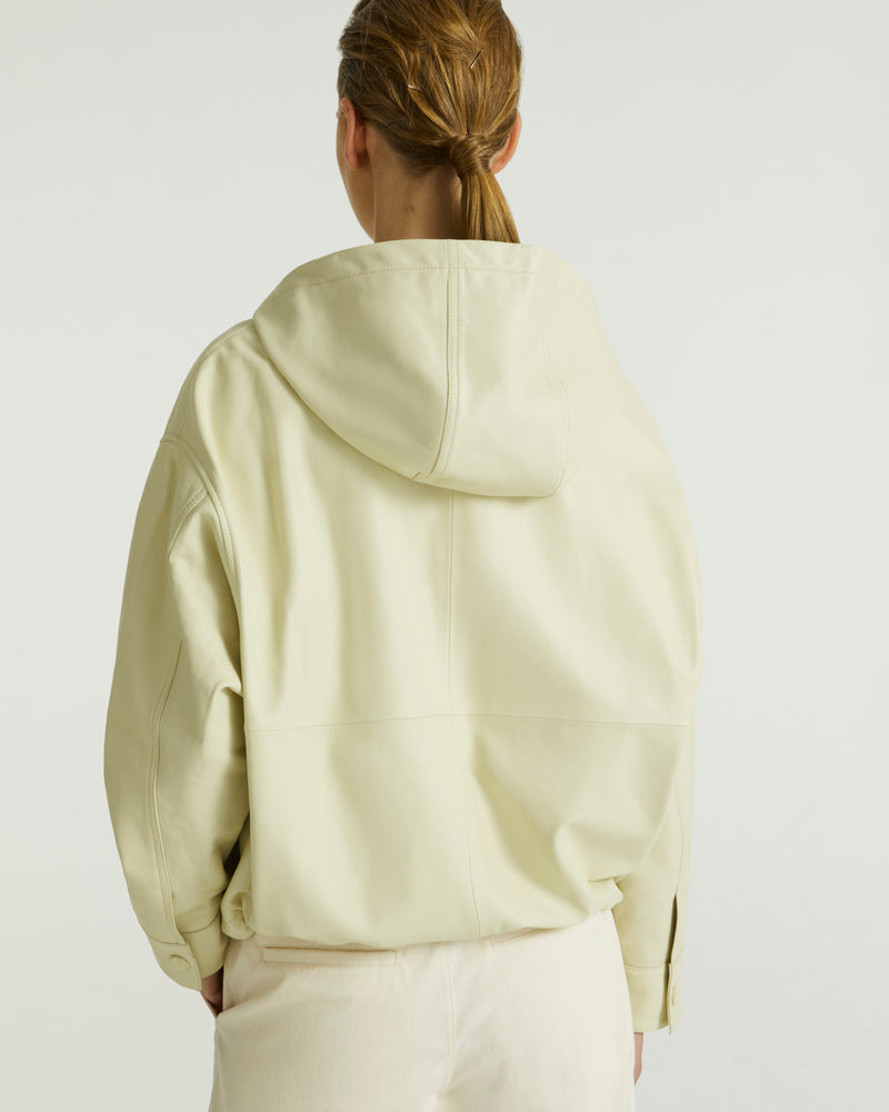 Leather hoodie jacket - 
lemonade - Yves Salomon