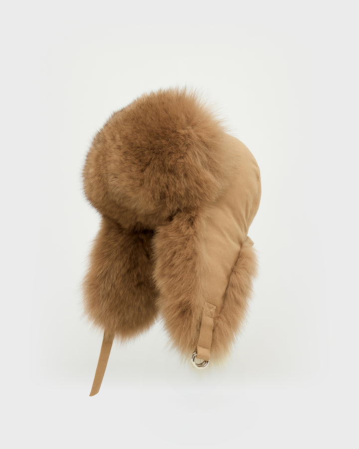Loro Piana Flannel and fox fur ushanka -Yves Salomon