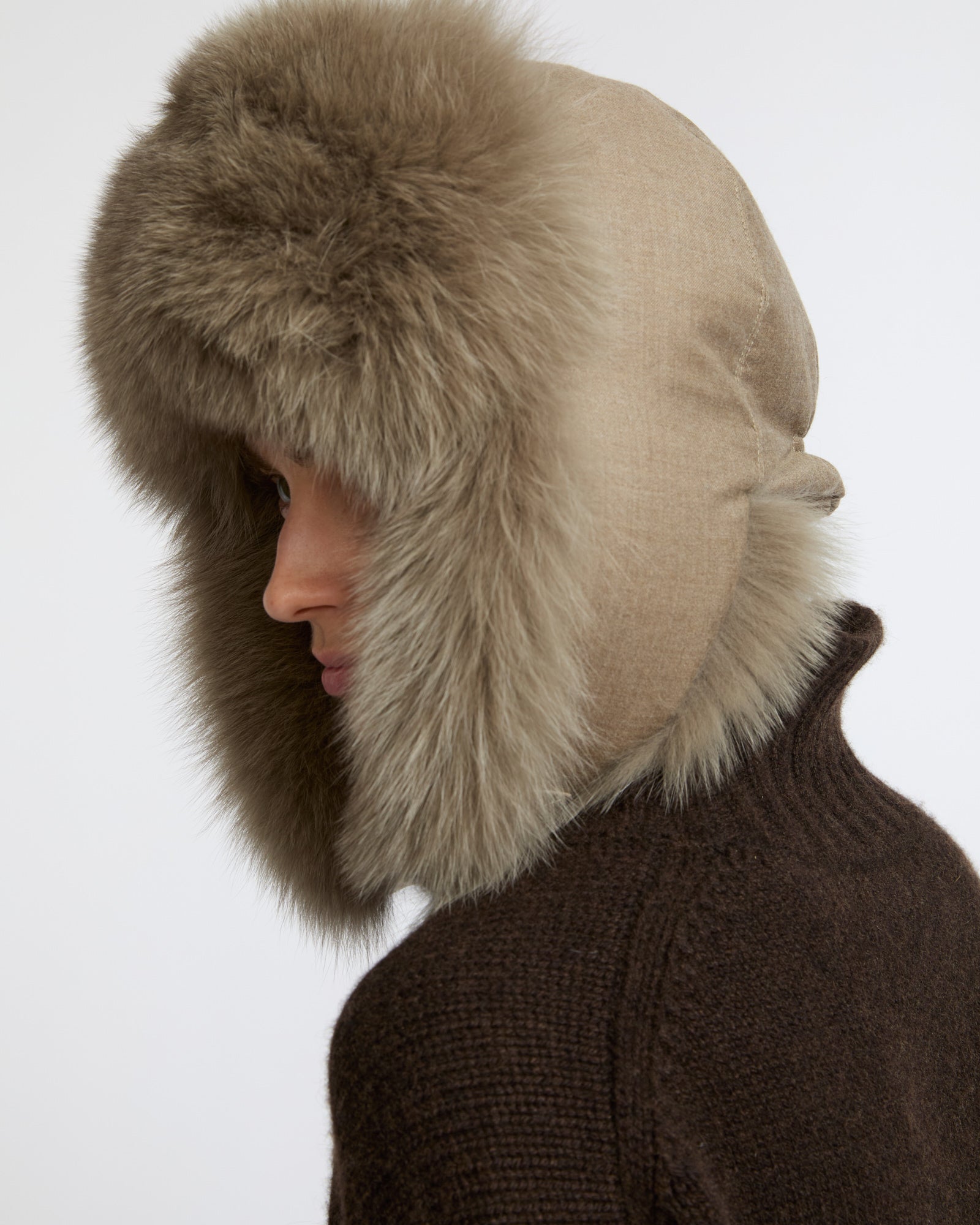Loro Piana Flannel and fox fur ushanka - Yves Salomon - New Fall Winter Collection