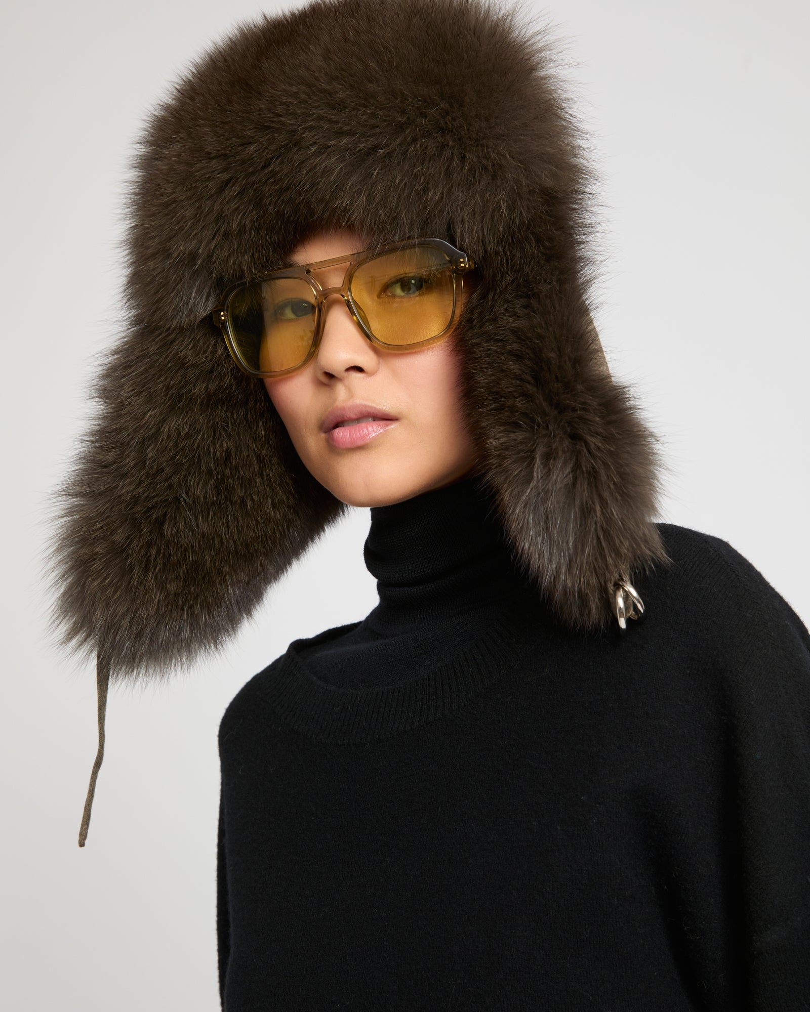 Loro Piana Flannel and fox fur ushanka -Yves Salomon