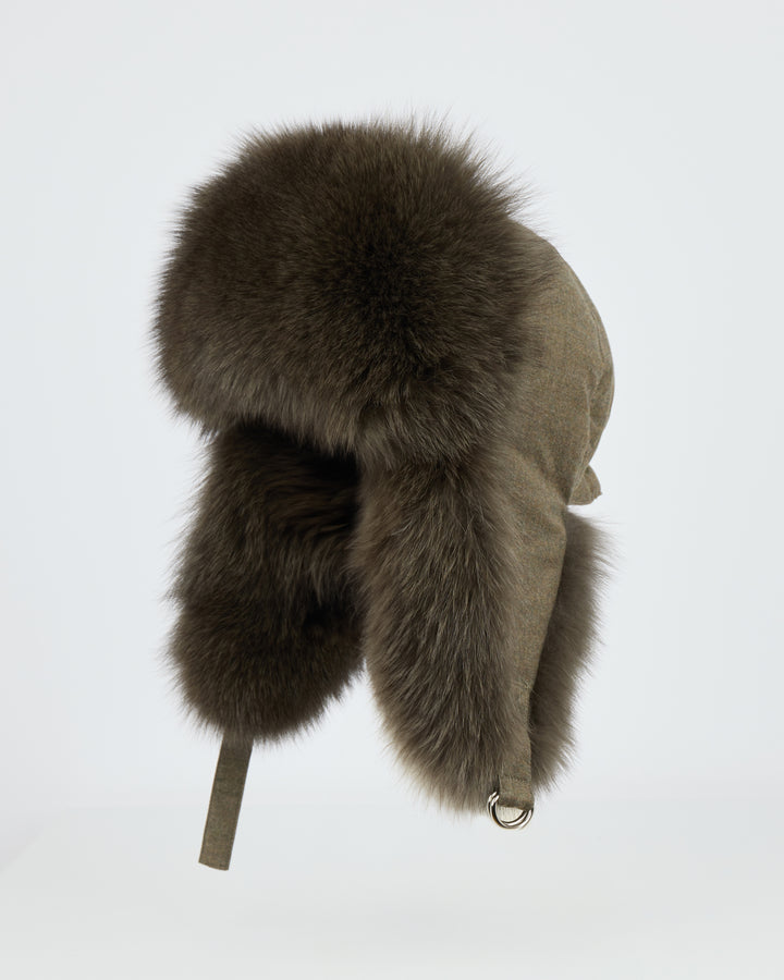 Loro Piana Flannel and fox fur ushanka - New Fall/Winter Collection
