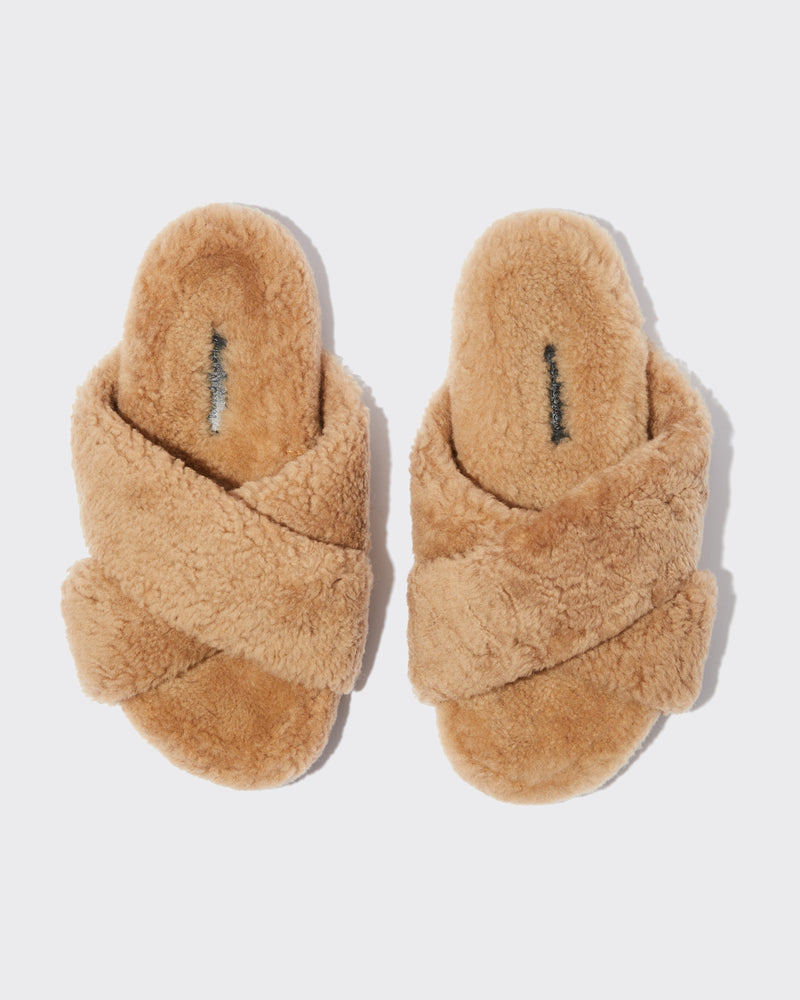 Curly merino mules - beige - Yves Salomon