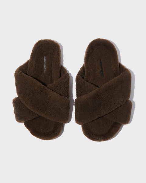 【関税込み】Yves Salomon ブラック Curly Merino ミトン Curly merino mules - brown - Yves Salomon – Yves Salomon US