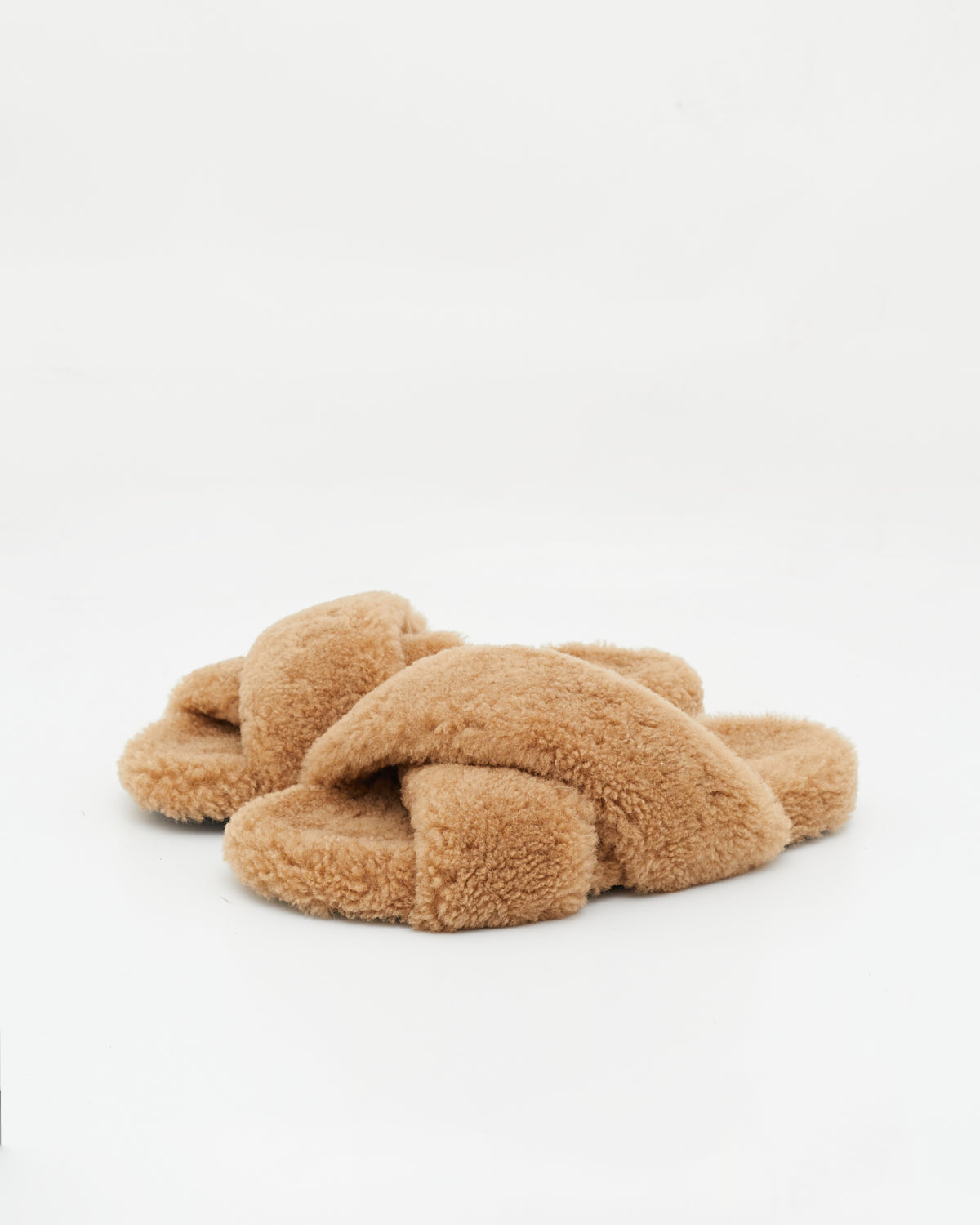 【関税込み】Yves Salomon タン Curly Merino サンダル Curly merino mules - camel - Yves Salomon – Yves Salomon US