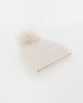 Cashmere and wool knit beanie with fox fur pompom