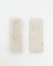 Cashmere wool knit and rex rabbit fingerless gloves