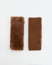 Cashmere wool knit and rex rabbit fingerless gloves