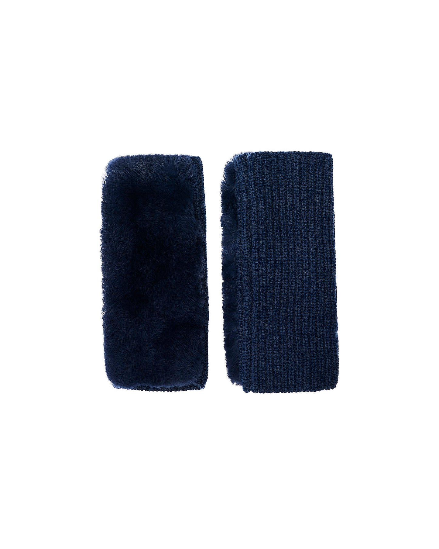 Cashmere wool knit and rex rabbit fingerless gloves