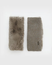 Cashmere wool knit and rex rabbit fingerless gloves