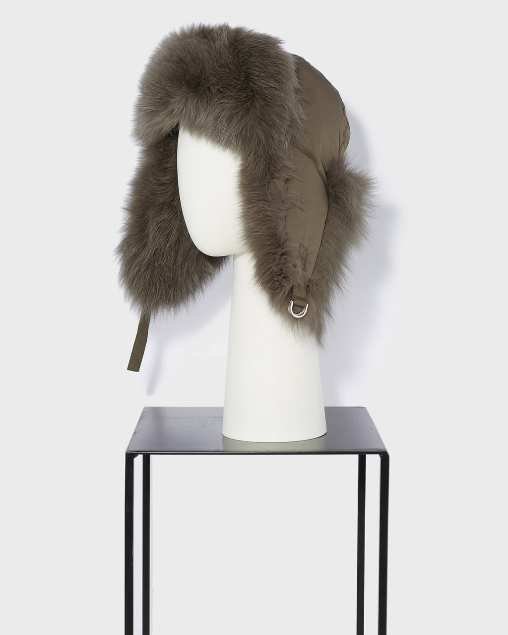 Ushanka in quilted technical fabric with fox fur - khaki - Yves Salomon ...